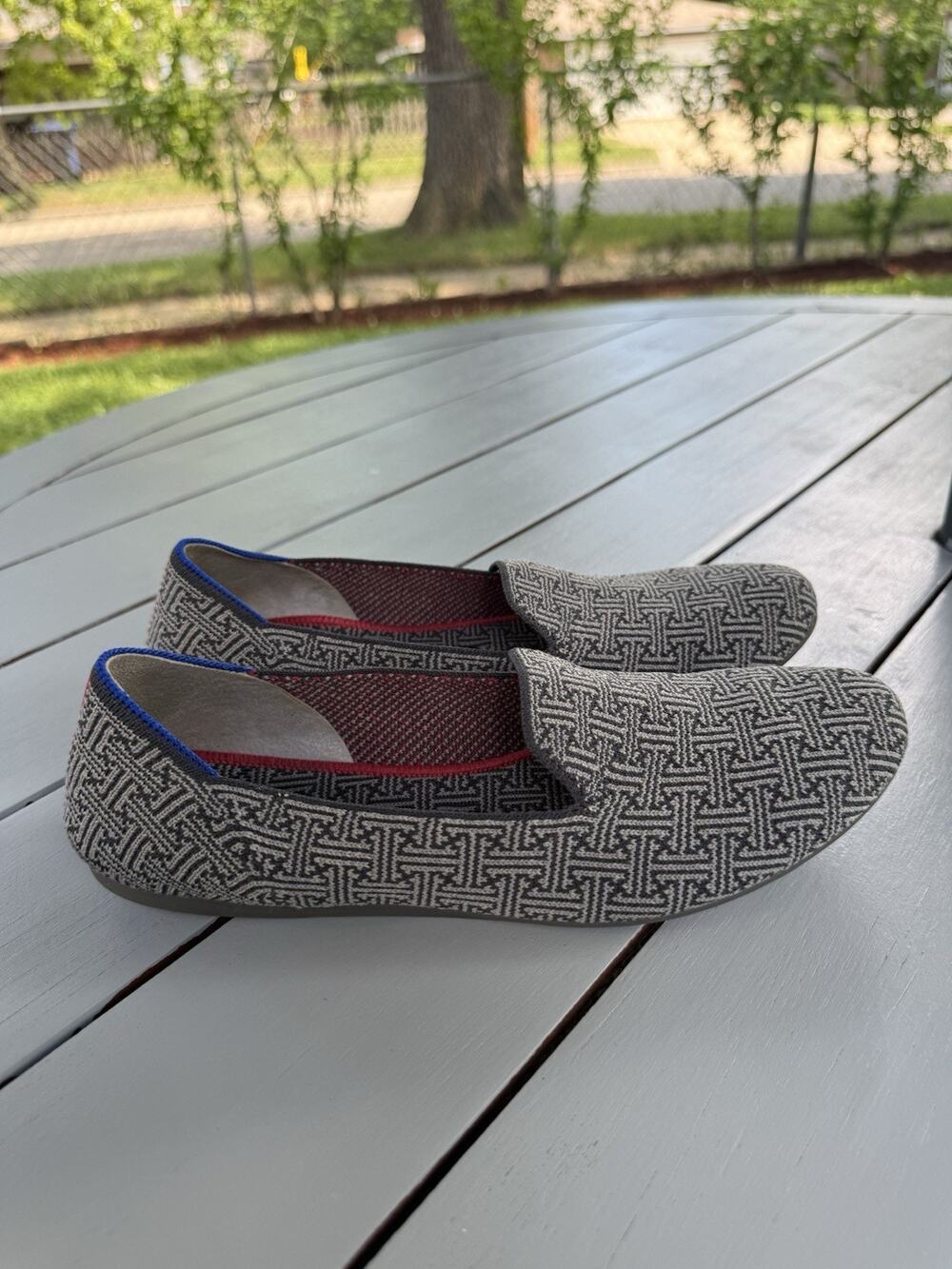 Rothy’s Women’s The Loafer Gray Grid Knit Slip On Flats Casual Comfort Shoes 9.5